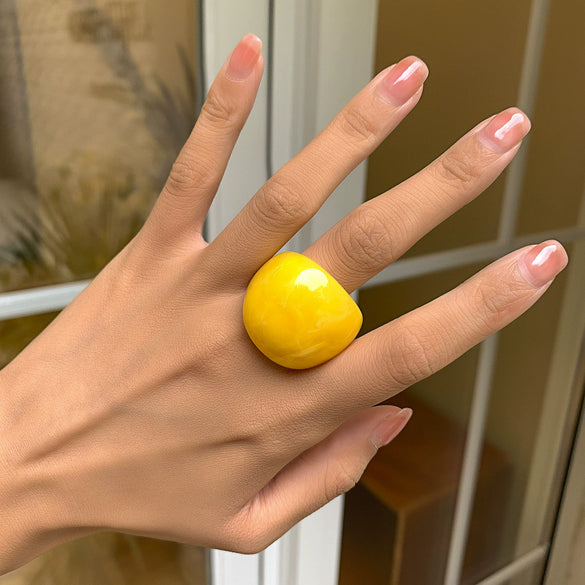 Exaggerated Fashion Candy Color Acrylic Geometric Ring Jewelry For Women
