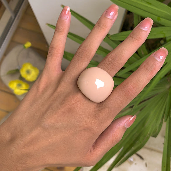 Exaggerated Fashion Candy Color Acrylic Geometric Ring Jewelry For Women