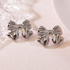 Exaggerated Fashionable Goldplated Stainless Steel Bow Earrings With Polish Finish For Women