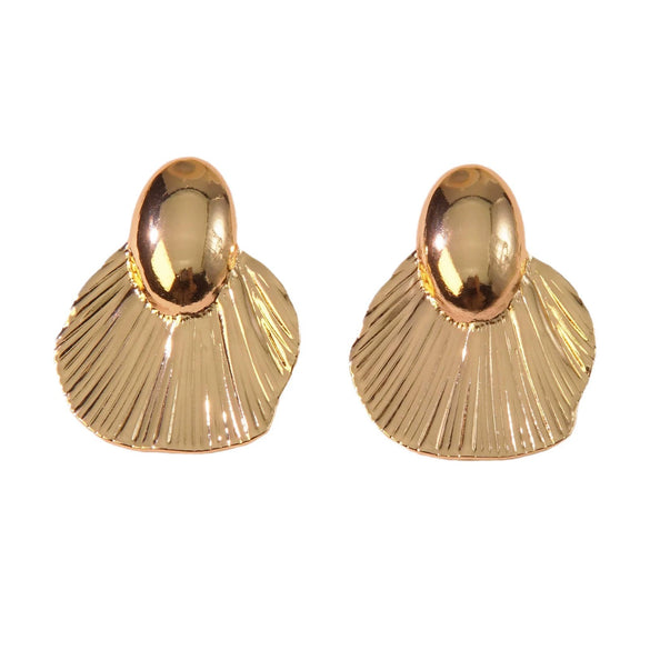 Exaggerated Fishtail Rhombus Pleated Ginkgo Brushed Stainless Steel Earrings Plated With Real Gold