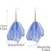 Exaggerated Flower Tassel Fabric Handmade Earrings Sweet Style