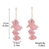 Exaggerated Flower Tassel Fabric Handmade Earrings Sweet Style