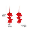 Exaggerated Flower Tassel Fabric Handmade Earrings Sweet Style