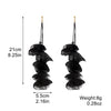 Exaggerated Flower Tassel Fabric Handmade Earrings Sweet Style