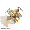 Exaggerated Flower Titanium Steel Ring For Women Inlaid With Pearls Electroplated Light Luxury Niche Adjustable High End