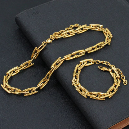 Wholesale Jewelry Exaggerated French Style Commute Solid Color 304 Stainless Steel 18K Gold Plated Plating Bracelets Necklace