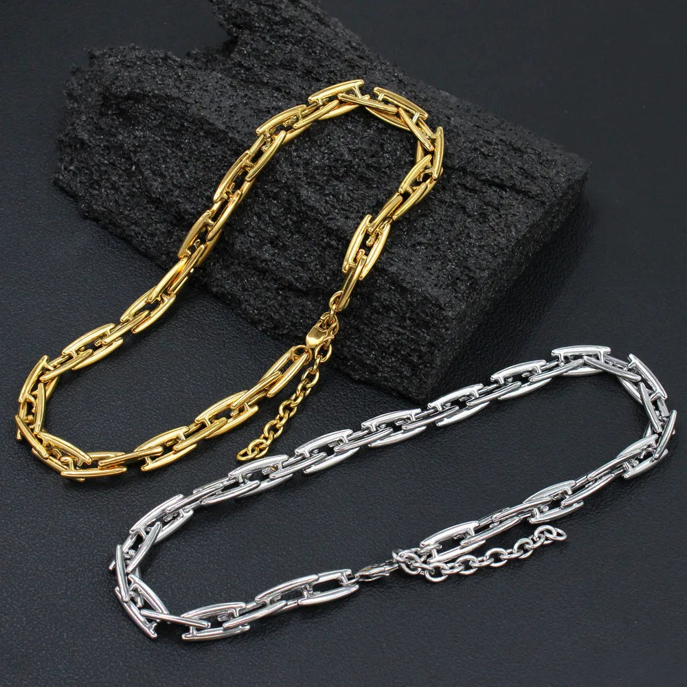 Wholesale Jewelry Exaggerated French Style Commute Solid Color 304 Stainless Steel 18K Gold Plated Plating Bracelets Necklace