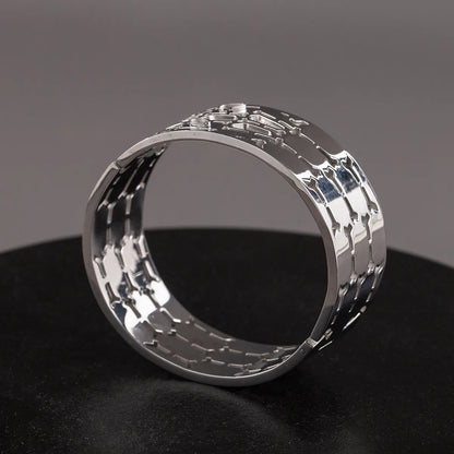 Exaggerated French Style Modern Style Geometric 304 Stainless Steel Polishing Hollow Out Carving Women'S Bangle