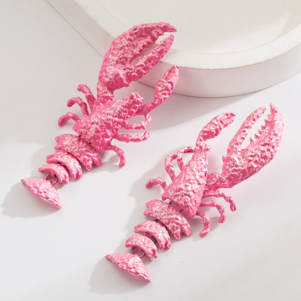 Exaggerated Geometric Alloy Baking Paint Women's Summer Oceanstyle Crayfish Earrings