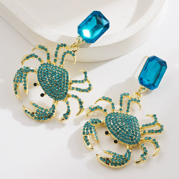 Exaggerated Geometric Alloy Crab Earrings Set With Diamonds For Women