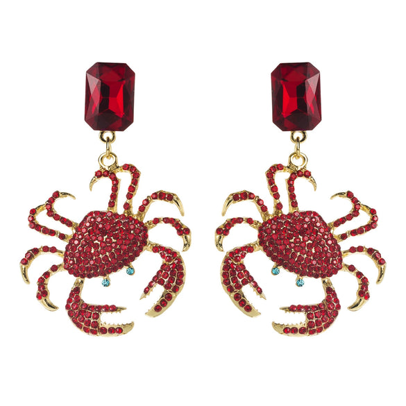 Exaggerated Geometric Alloy Crab Earrings Set With Diamonds For Women