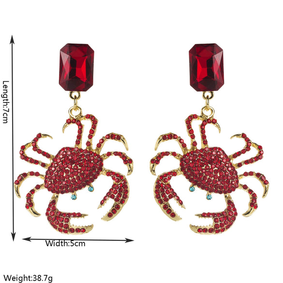 Exaggerated Geometric Alloy Crab Earrings Set With Diamonds For Women