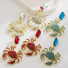 Exaggerated Geometric Alloy Crab Earrings Set With Diamonds For Women