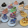 Exaggerated Geometric Alloy Glass Diamondencrusted Round Earrings For Women