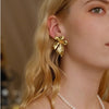 Exaggerated Geometric Alloy Statement Earrings With Electroplated Finish For Women And Men