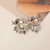 Exaggerated Geometric Alloy Statement Earrings With Electroplated Finish For Women And Men