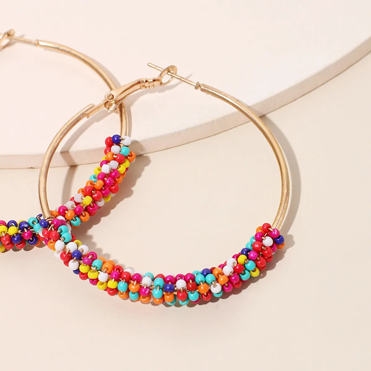 Ig Style Alloy Knitting Miyuki Beads Women's Hoop Earrings