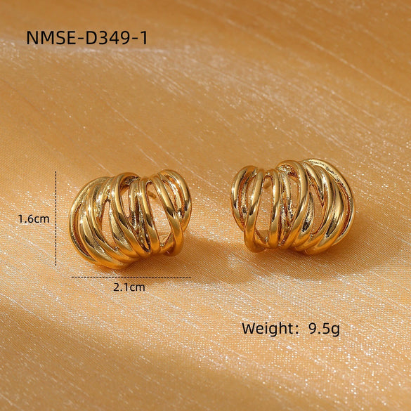 Exaggerated Geometric Circle Stainless Steel Electroplated Women's Earrings