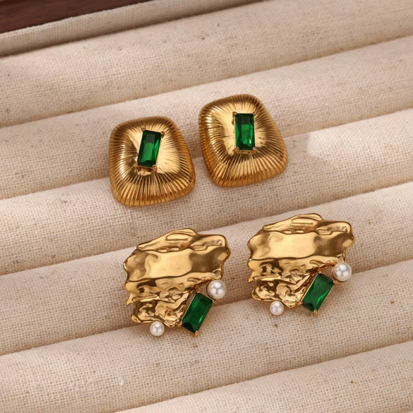 Exaggerated Geometric Copper Goldplated Unisex Earrings With Electroplating
