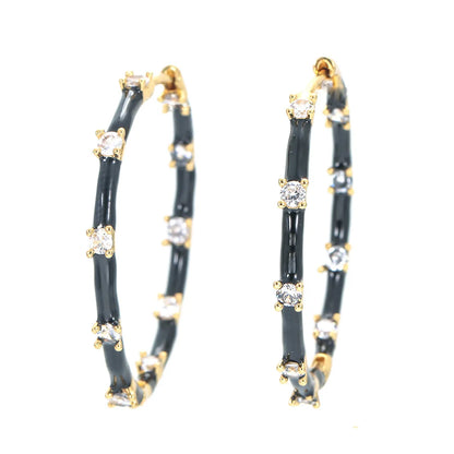 Exaggerated Geometric Copper Plating Zircon Hoop Earrings 1 Pair