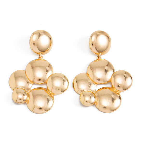 Exaggerated Geometric Hemispherical Tassel Earrings Smooth Round Alloy Design With Electroplated Finish And Steel Posts