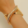 Exaggerated Geometric Iron Alloy Electroplated Cross Twisted Opening Bangle Bracelet For Women