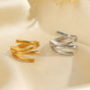 Exaggerated Geometric Irregular Open Stainless Steel Ring For Ladies With 18K Gold Plated Electroplating