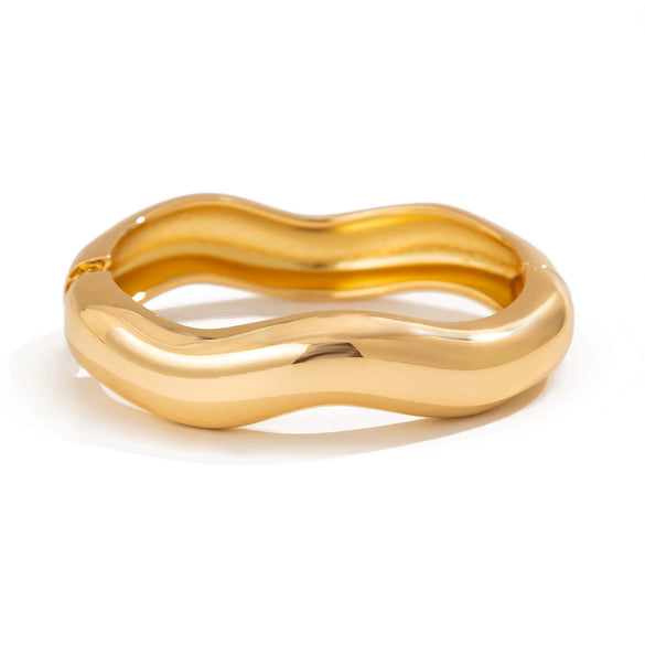 Exaggerated Geometric Metal Electroplated Irregular Wave Wide Spring Bracelet