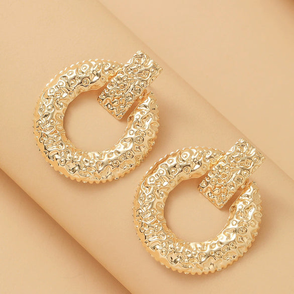Exaggerated Geometric Metal Gold Plated Earrings For Women