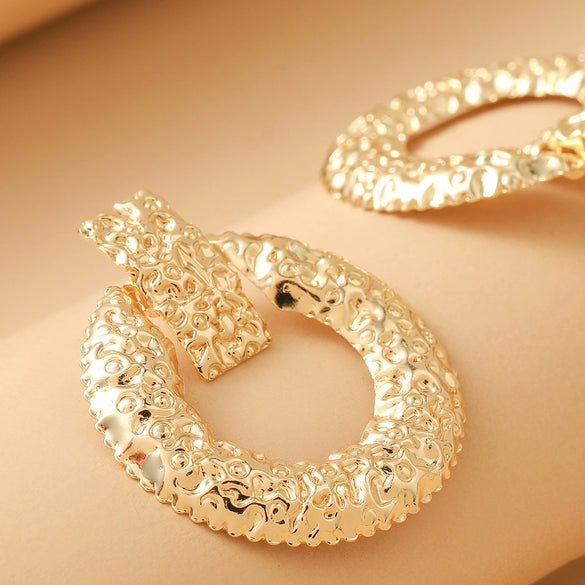 Exaggerated Geometric Metal Gold Plated Earrings For Women