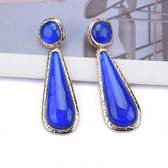 Exaggerated Geometric Metal Inlay Resin Women'S Drop Earrings
