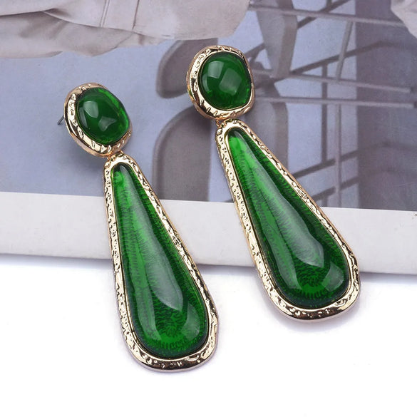 Exaggerated Geometric Metal Inlay Resin Women'S Drop Earrings