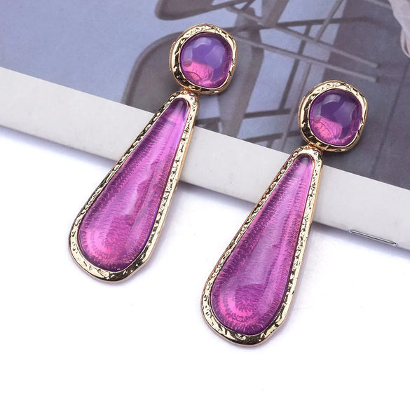 Exaggerated Geometric Metal Inlay Resin Women'S Drop Earrings