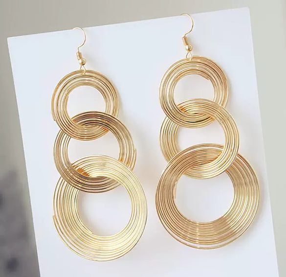 Exaggerated Geometric Multi Layer Circle Earrings In Electroplated Alloy For Women And Men Trendy Dangle Statement Ear Jewelry