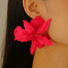 Exaggerated Geometric Pleated Baking Paint Flower Alloy Earrings For Women