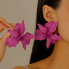 Exaggerated Geometric Pleated Baking Paint Flower Alloy Earrings For Women