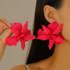 Exaggerated Geometric Pleated Baking Paint Flower Alloy Earrings For Women