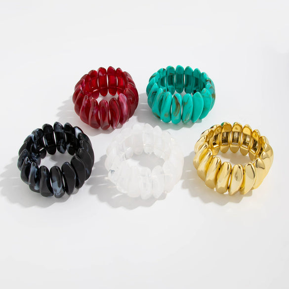 Exaggerated Geometric Resin Handmade Splicing Elastic Bracelet