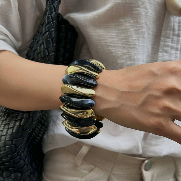 Exaggerated Geometric Resin Handmade Splicing Elastic Bracelet