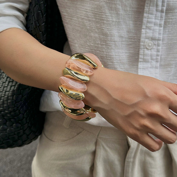 Exaggerated Geometric Resin Handmade Splicing Elastic Bracelet