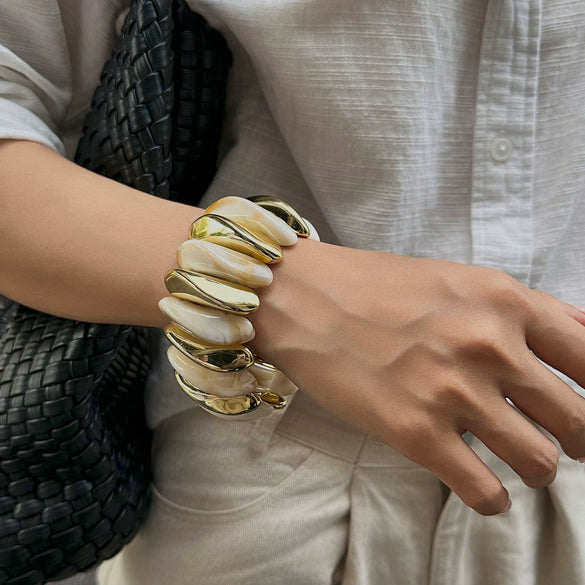 Exaggerated Geometric Resin Handmade Splicing Elastic Bracelet