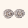 Exaggerated Geometric Round Pattern Button Stud Earrings For Women In Electroplated Stainless Steel Statement Jewelry
