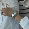 Exaggerated Geometric Round Wide Metal Bracelet With Electroplating