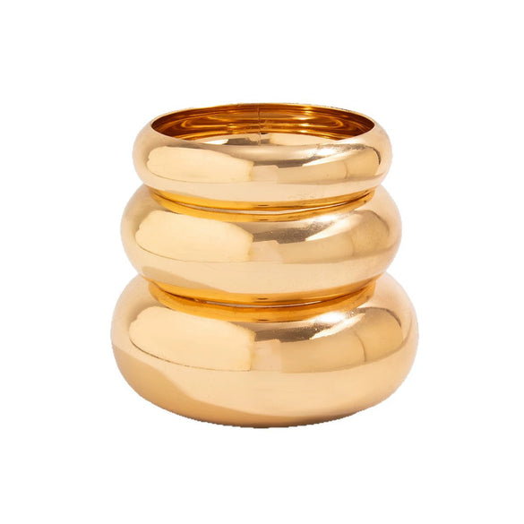 Exaggerated Geometric Round Wide Metal Bracelet With Electroplating