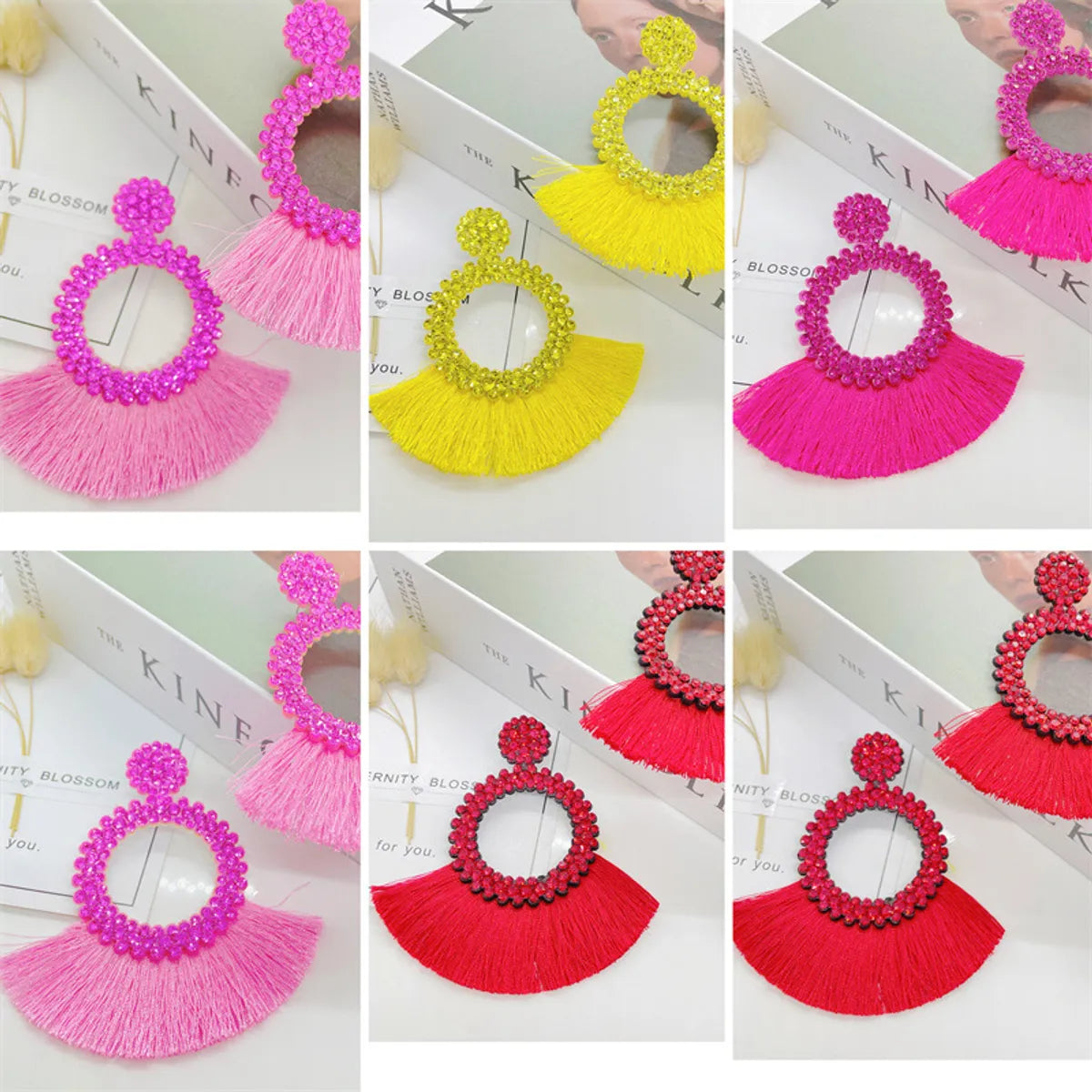 Exaggerated Geometric Seed Bead Tassel Women's Drop Earrings