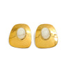 Exaggerated Geometric Stainless Steel Stud Earrings With Polished Finish Retro Ombre Resin Gemstones And Gold Electroplated Detail