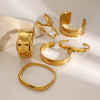 Exaggerated Gold Opening Bracelet In Stainless Steel With Geometric Style And Electroplating