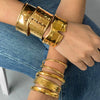 Exaggerated Gold Opening Bracelet In Stainless Steel With Geometric Style And Electroplating