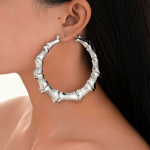 Exaggerated Golden Circle Hiphop Street Dance Earrings Earrings Oversized Bamboo Earrings