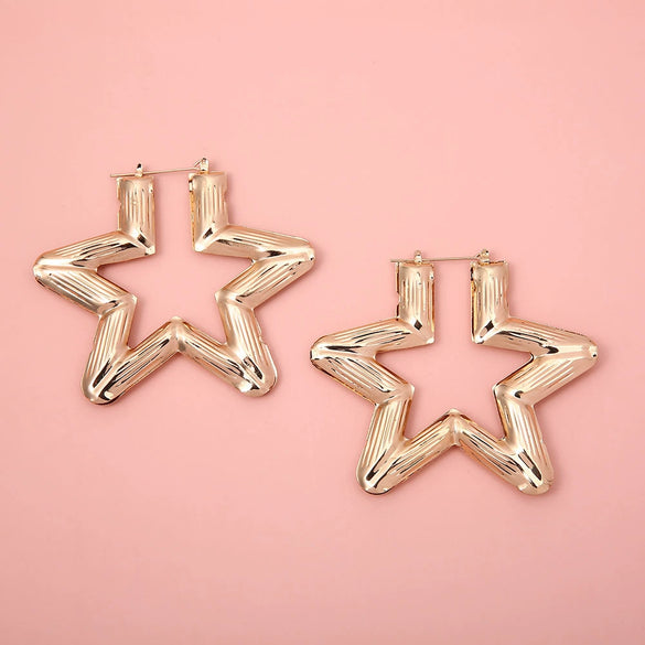 Exaggerated Golden Circle Hiphop Street Dance Earrings Earrings Oversized Bamboo Earrings